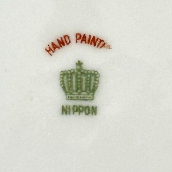 Nippon Vintage Hand Painted Japan Trinket Candy Dish with Gilded Handle - Picture 7 of 7